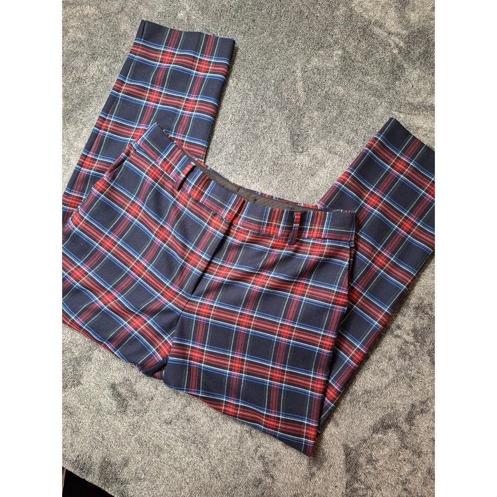 Talbots Hampshire Ankle Tartan Plaid Pants‎ Womens 12P Multi Wool Blend Academia